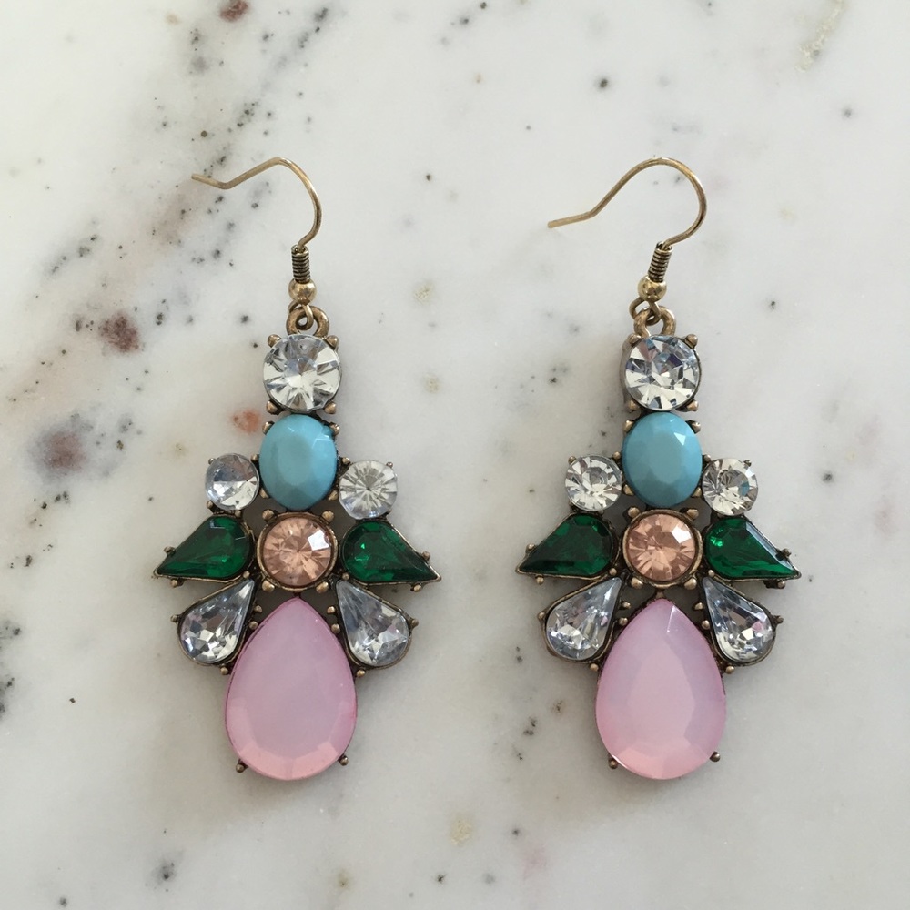 ๐ "Elise" Earrings || Pink & Clear Crystal - Picture 2 of 14